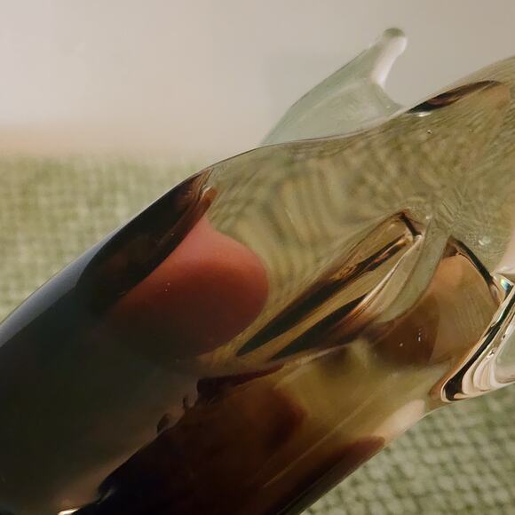 Vintage Murano Style Art Glass Whale Figurine Smoky Amber Clear 6" MCM Decor - Picture 3 of 8